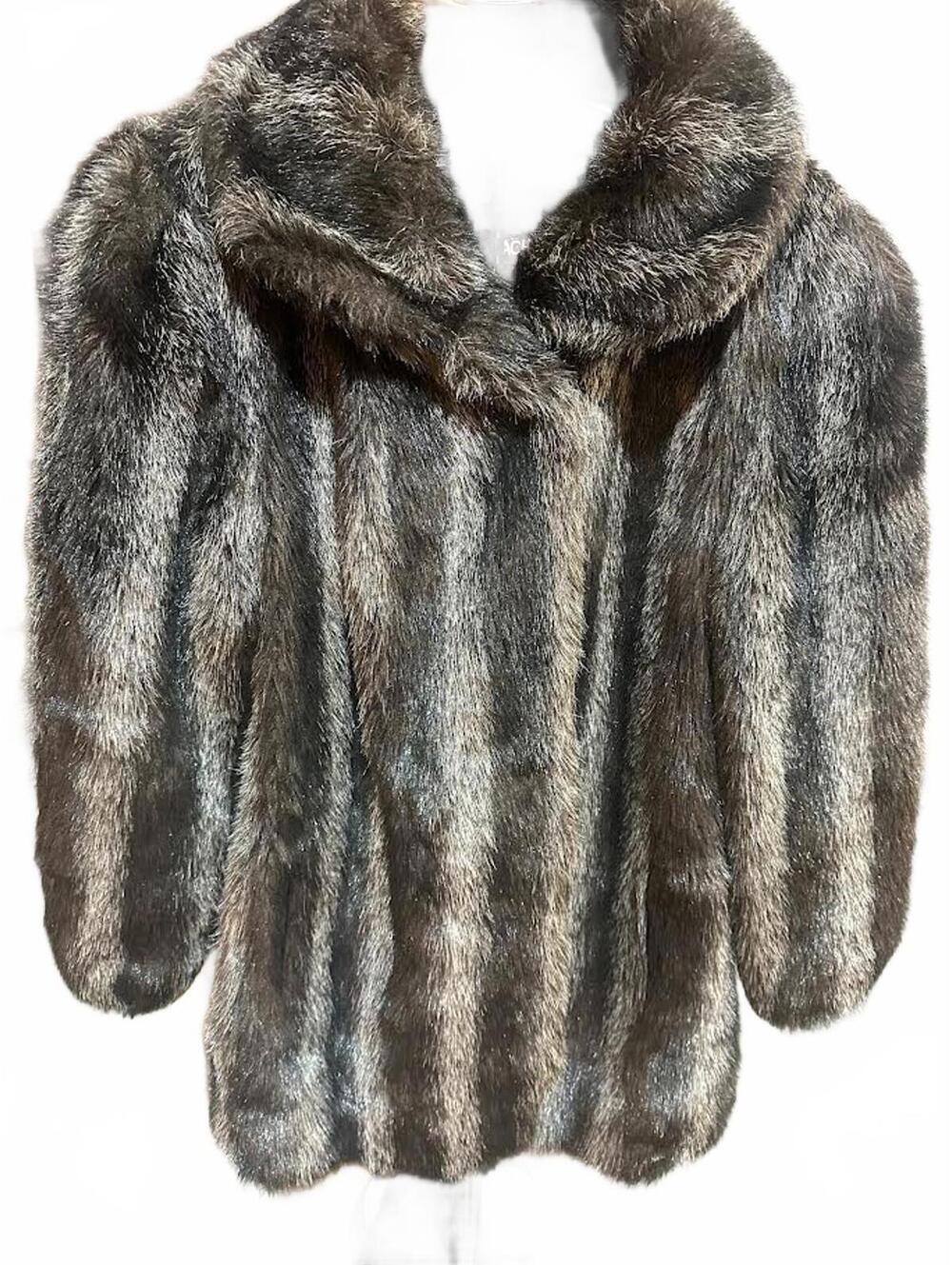 Vintage 80s Jordache Faux Fur Coat Made in USA